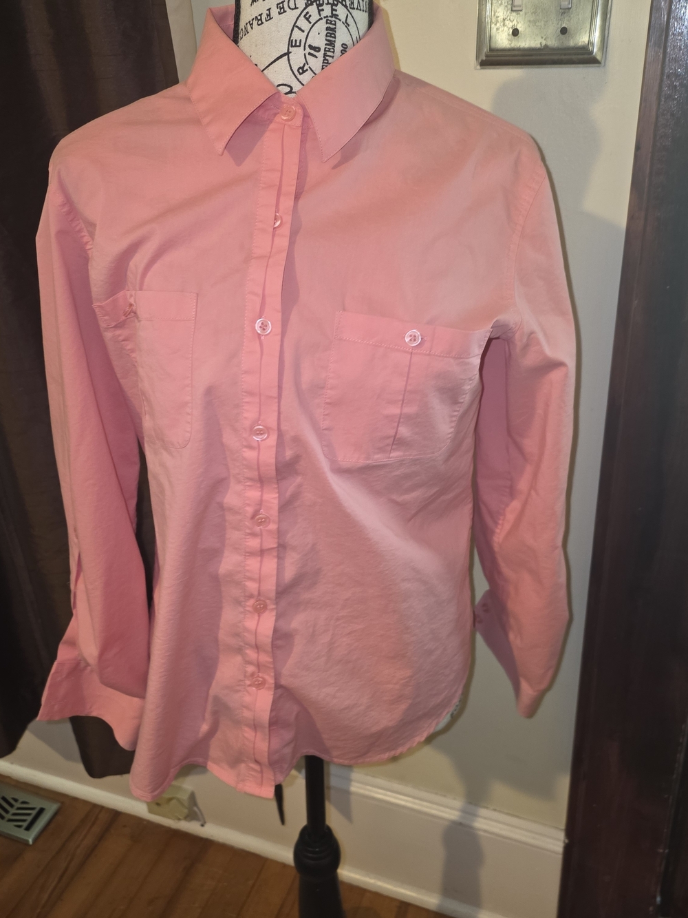Chico's Coral Pink Cotton Button-Up Dress Shirt Medium(1)